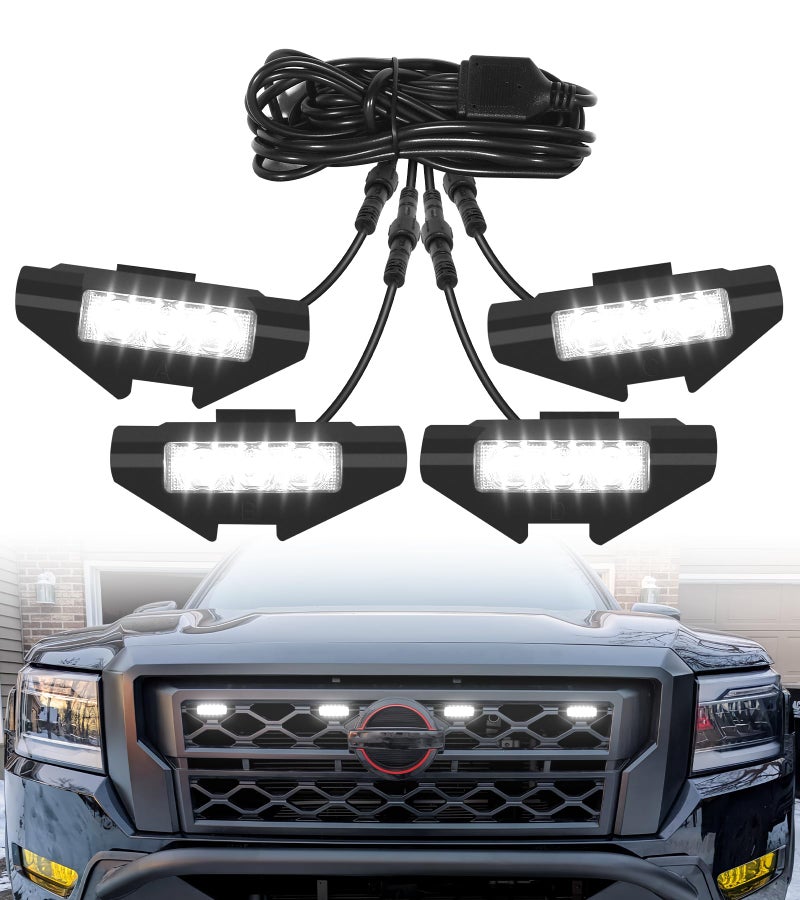 Grill Lights for Nissan Frontier 20222024 Front Bumper Grille Marker Accent Head Lamps DRL PRO 4X X S SV SL Accessories White